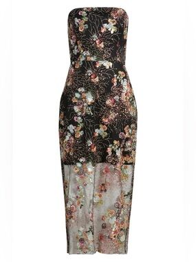 sam edelman embroidered mesh dress Elegant Blue Floral Appliqué Ball Gown – Strapless 3D Flower Evening D –  Viniodress